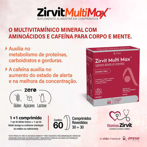 POLIVITAMÍNICO ZIRVIT MULTI MAX 60 COMPRIMIDOS