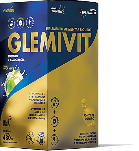 SUPLEMENTO ALIMENTAR LÍQUIDO GLEMIVIT SABOR MAÇÃ VERDE 480ML ECOFITUS